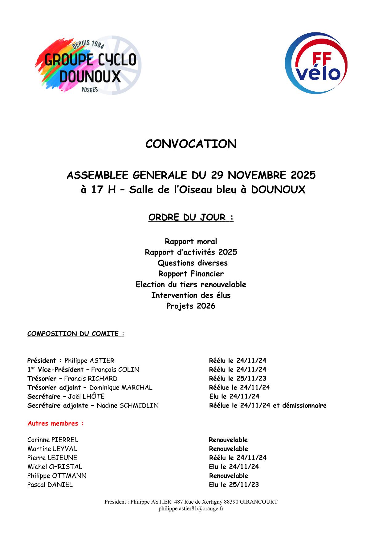 Assemble Gnrale samedi 29 novembre 2025